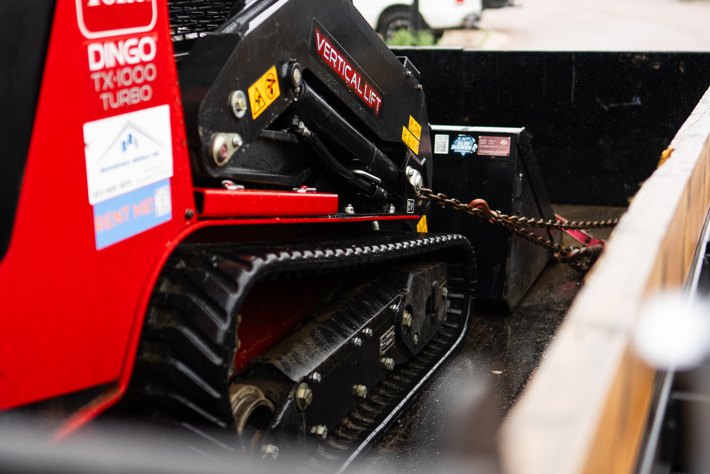 TrenchCore Dingo TX-1000 Turbo mini skid steer loaded on a trailer